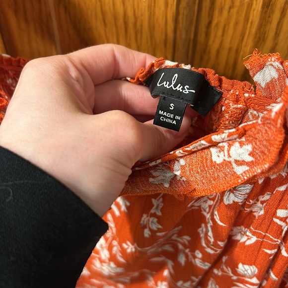 Lulu’s Orange Floral Dress - Picture 3 of 4